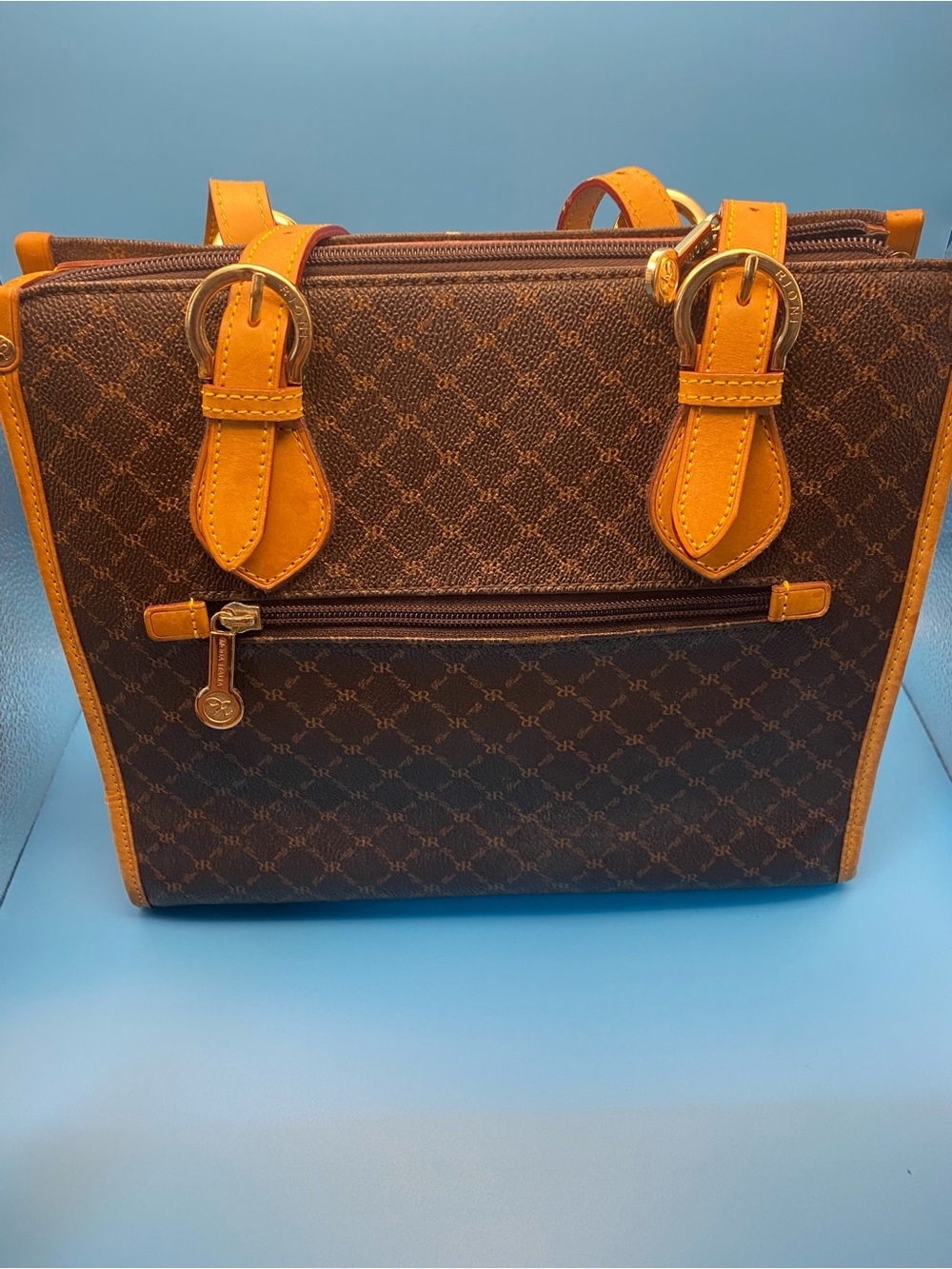 Rioni Brown Tote with Tan Trim and Buckle Details - Picture 2 of 12